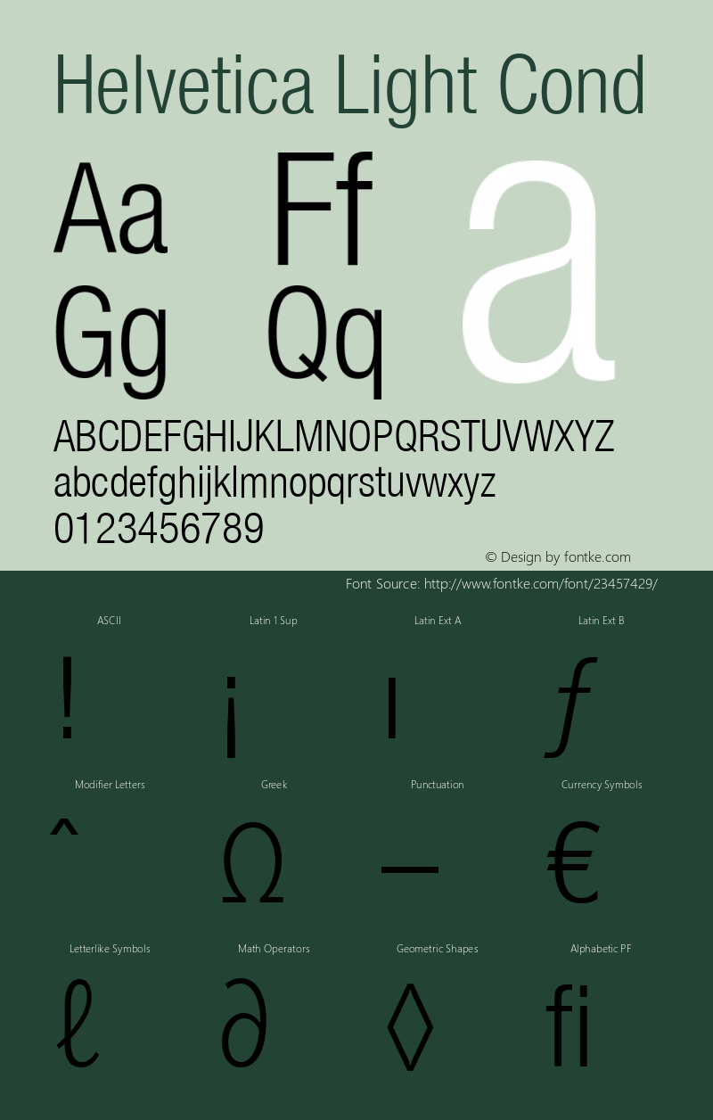 Helvetica Light Cond OTF 1.029;PS 001.000;Core 1.0.33;makeotf.lib1.4.1585 Font Sample