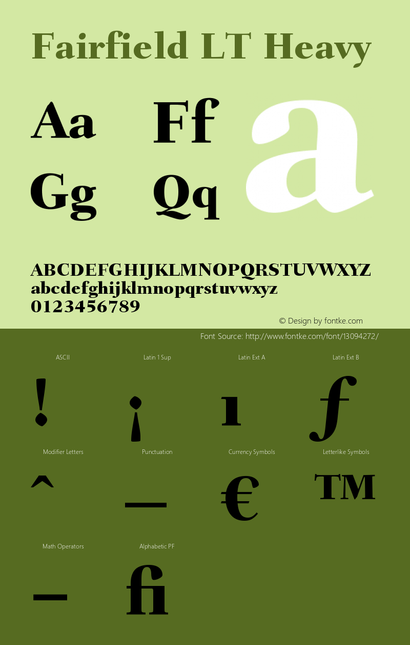 Fairfield LT Heavy Version 006.000 Font Sample