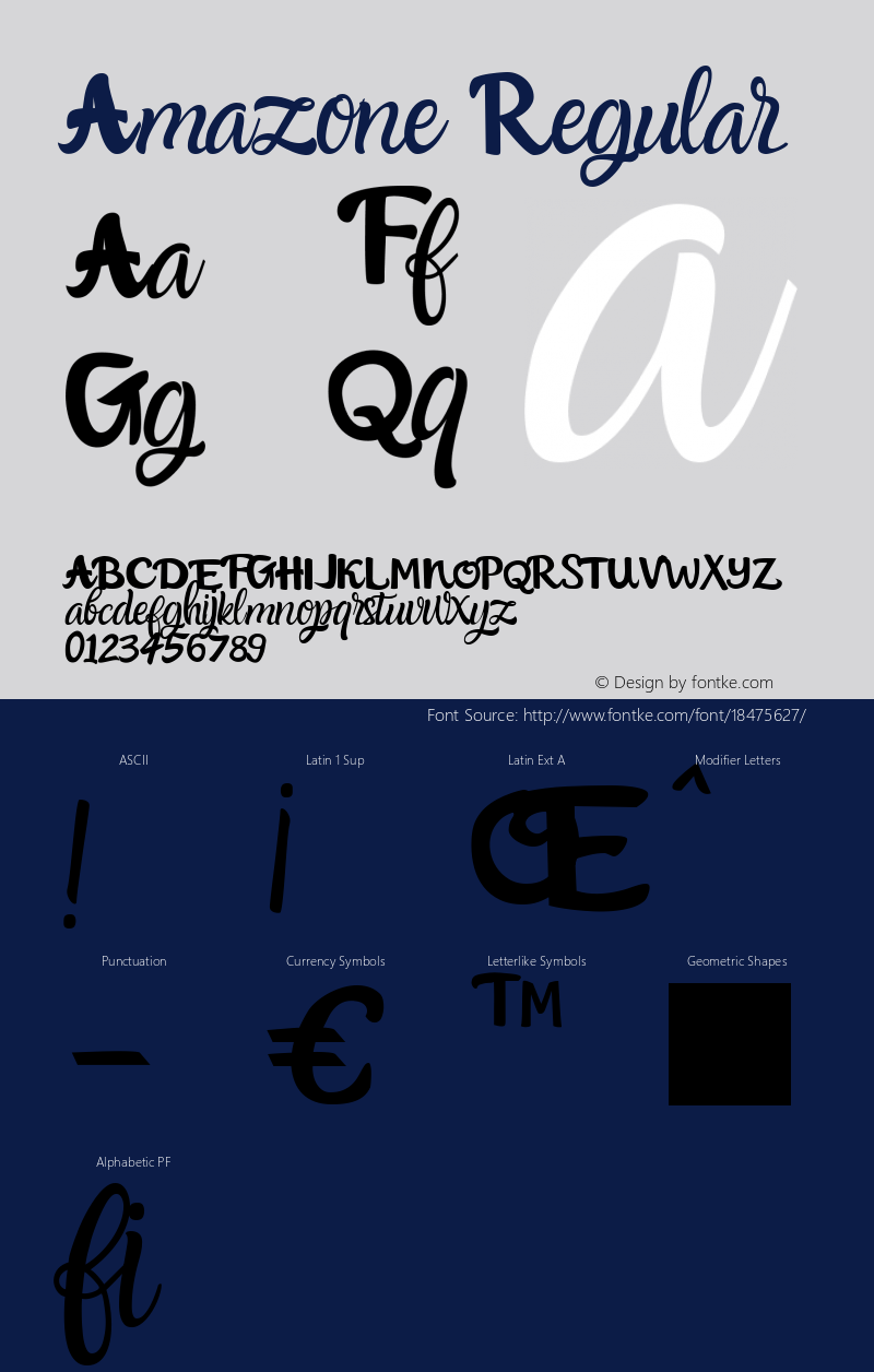 Amazone Regular Version 1.000 Font Sample