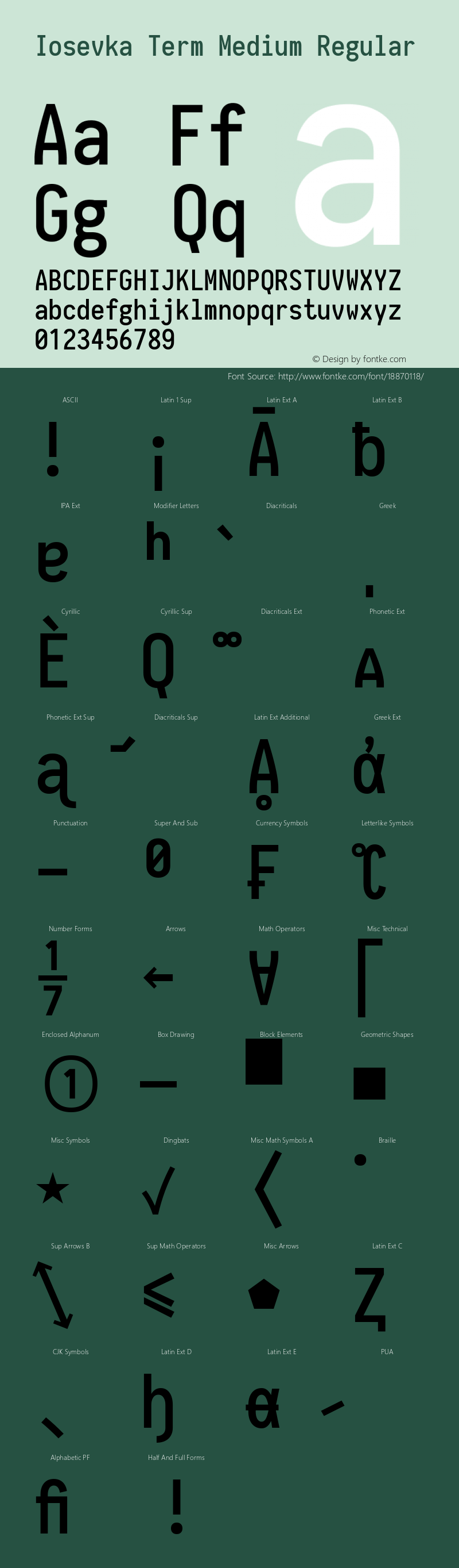 Iosevka Term Medium Regular 1.11.1; ttfautohint (v1.6) Font Sample