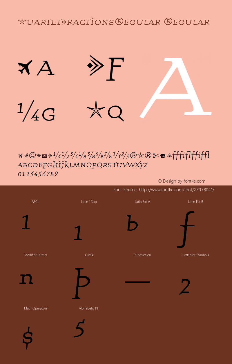 QuartetFractionsRegular Version 001.000 Font Sample