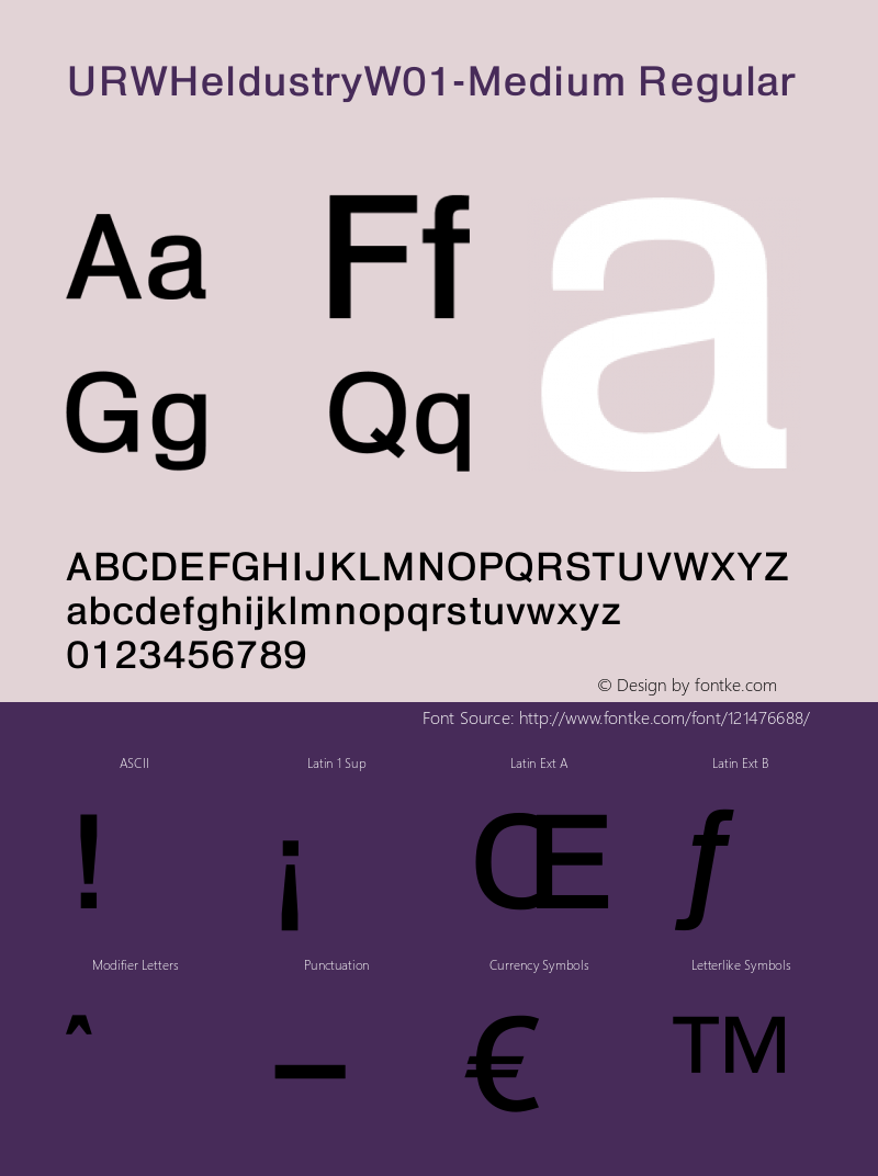 URW Heldustry W01 Medium Version 1.00 Font Sample