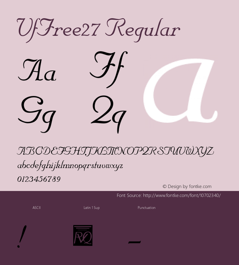 VfFree27 Regular 1.0 24/07/2003 Font Sample