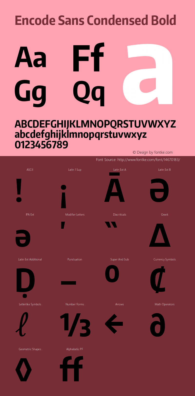Encode Sans Condensed Bold Version 1.002 Font Sample