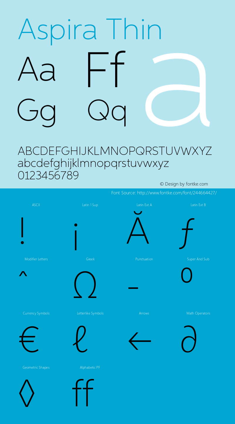 Aspira-Thin Version 1.05          UltraPrecision Font图片样张