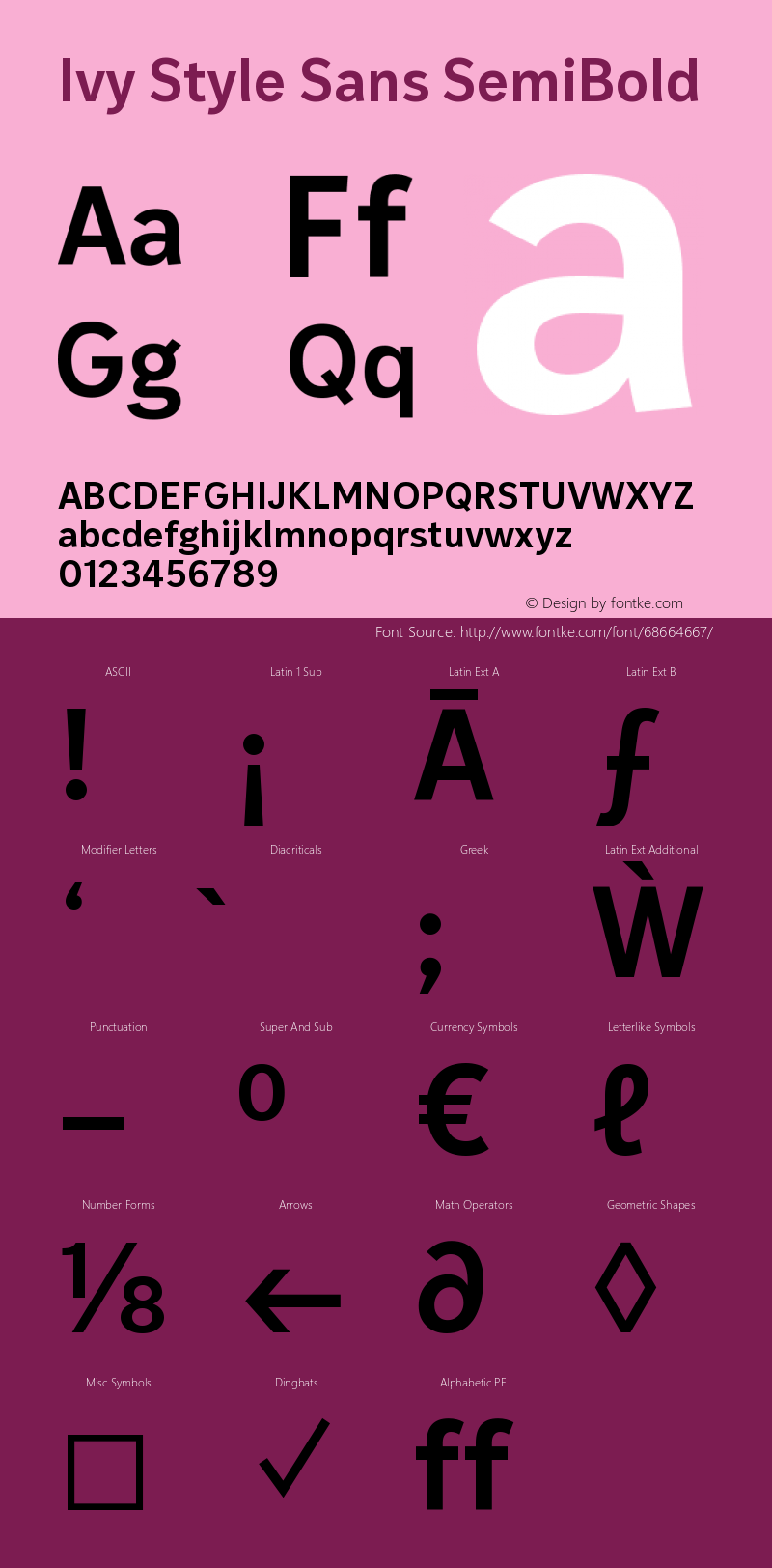 IvyStyleSans-SemiBold Version 1.002; build 0017 Font Sample