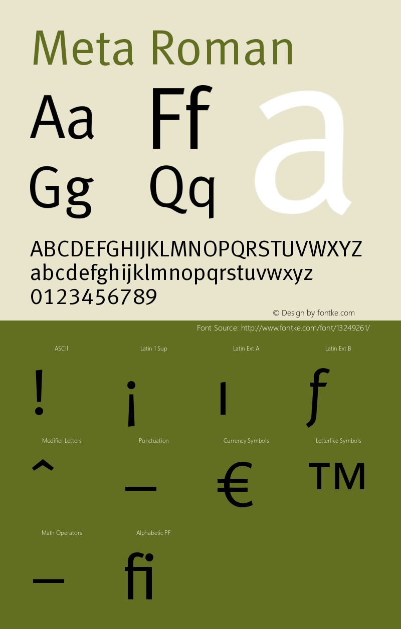 Meta Roman Version 004.301 Font Sample