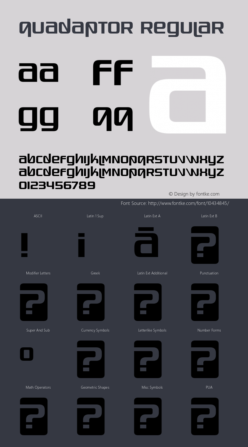 Quadaptor Regular Version 4.001 Font Sample