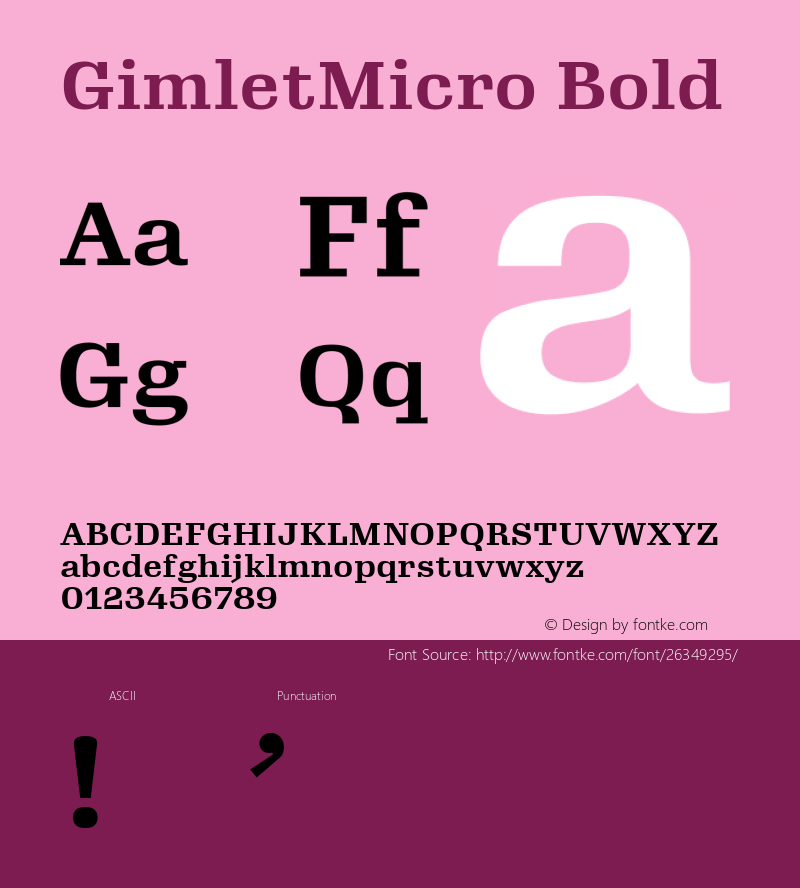 GimletMicro Version 1.0 Font Sample