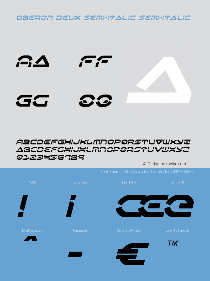 Oberon Deux Semi-Italic Version 3.0; 2017 Font Sample
