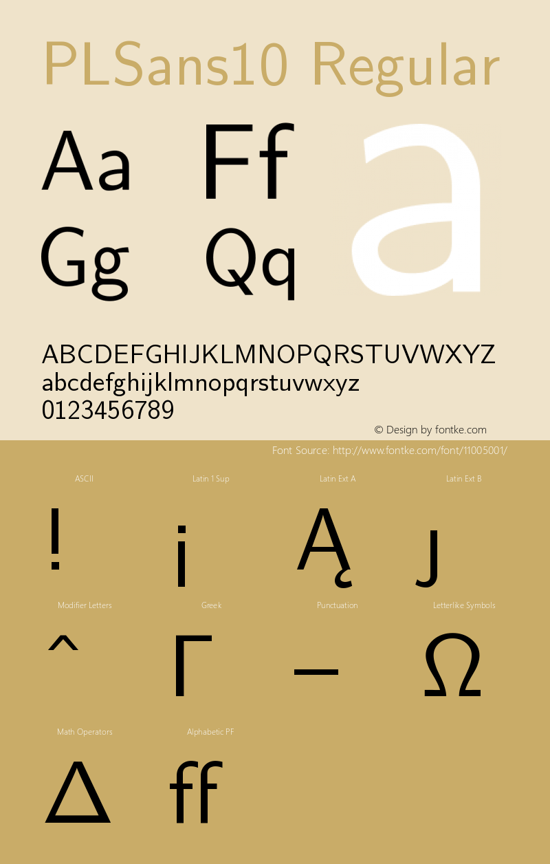 PLSans10 Regular Version 1.11 Font Sample