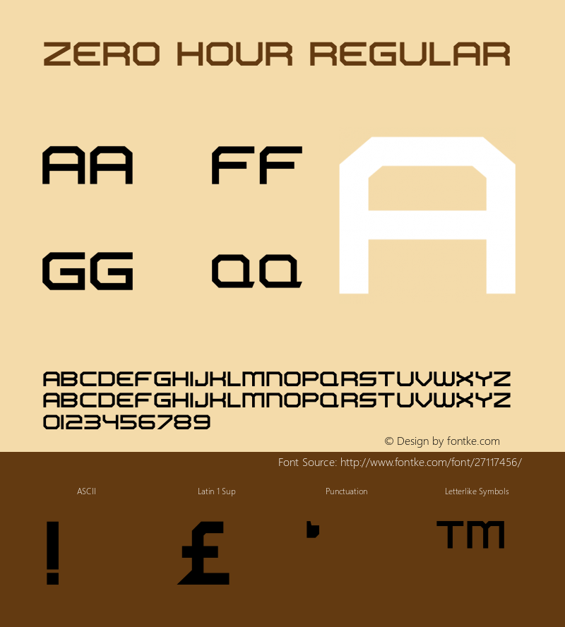 Zero Hour Version 1.002;Fontself Maker 2.1.2 Font Sample