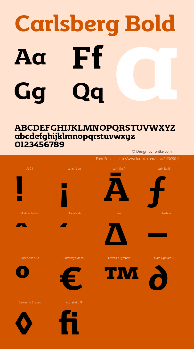 Carlsberg Bold Version 1.024 Font Sample