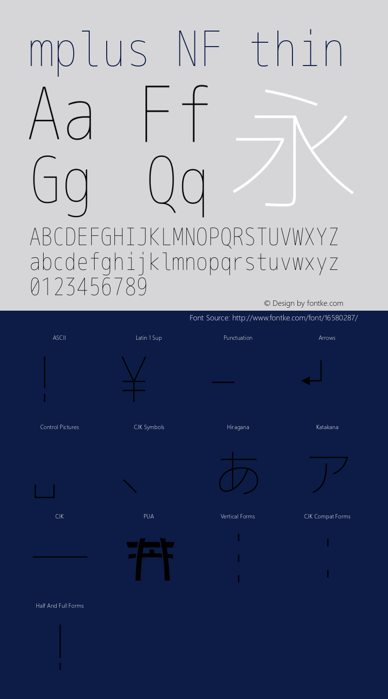 mplus NF thin Version 1.018;Nerd Fonts 0.8 Font Sample