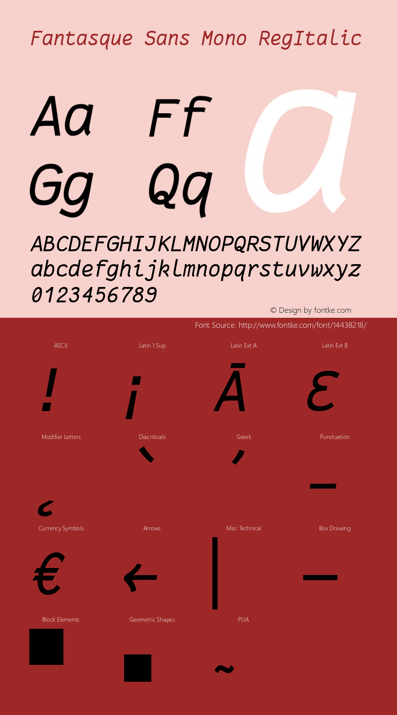 Fantasque Sans Mono RegItalic Version 1.6.3 Font Sample