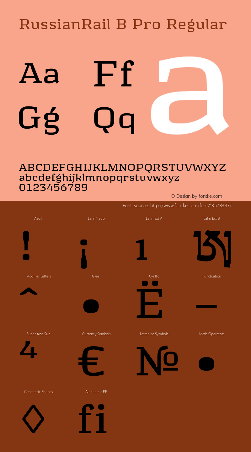 RussianRail B Pro Regular Version 1.003 Font Sample