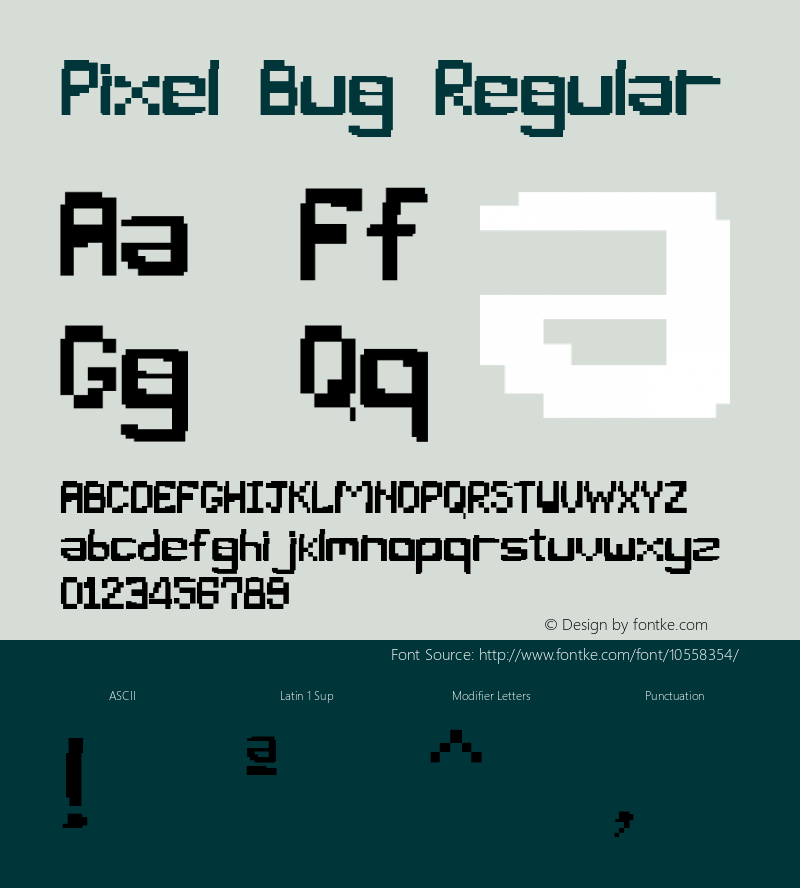 Pixel Bug Regular Unknown Font Sample