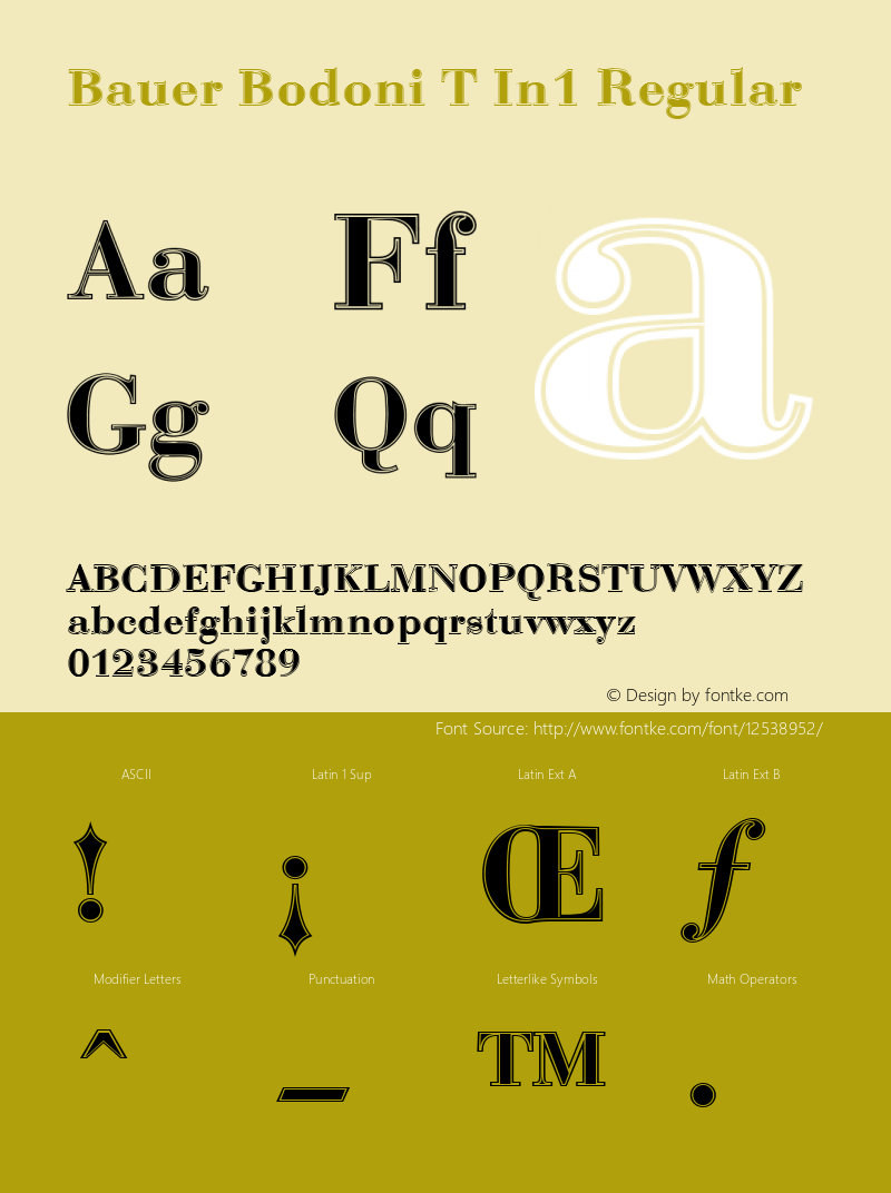 Bauer Bodoni T In1 Regular Version 001.005 Font Sample