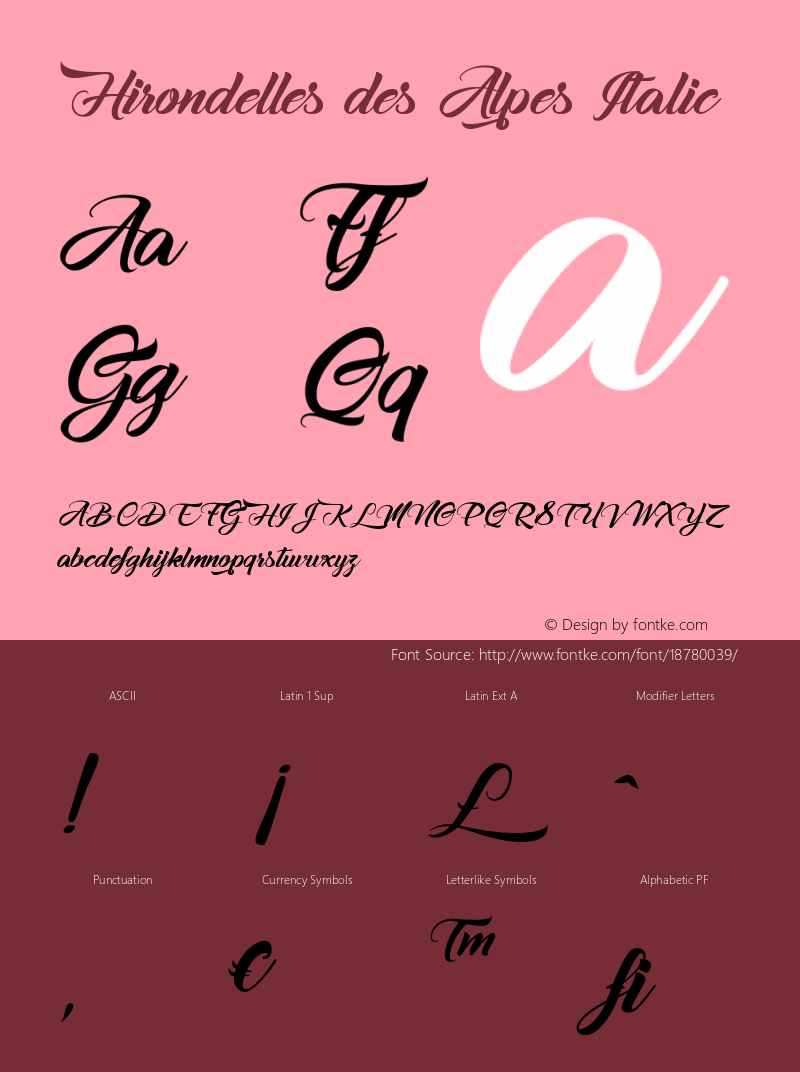 Hirondelles des Alpes Italic Version 1.000 Font Sample