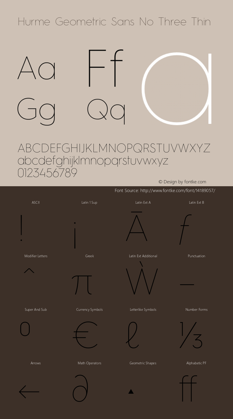 Hurme Geometric Sans No Three Thin 1.001 Font Sample