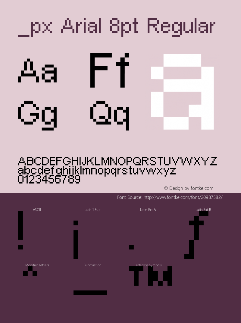 _px Arial 8pt Version 1.0; 2003; initial release Font Sample