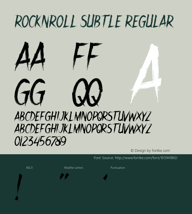 ROCKNROLL SUBTLE Regular Version 1.00 June 17, 2014, initial release Font Sample