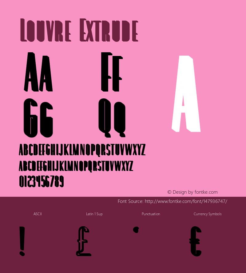 Louvre Extrude Version 1.000 Font Sample