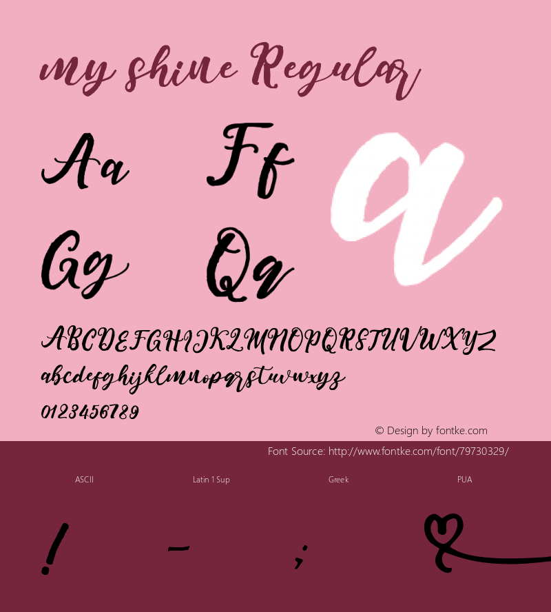 my shine Version 1.00;September 25, 2020;FontCreator 11.5.0.2427 32-bit Font Sample