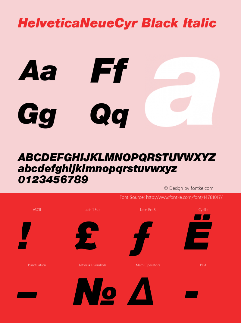 HelveticaNeueCyr Black Italic 001.000 Font Sample