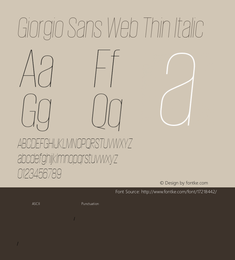 Giorgio Sans Web Thin Italic Version None 2012 Font Sample