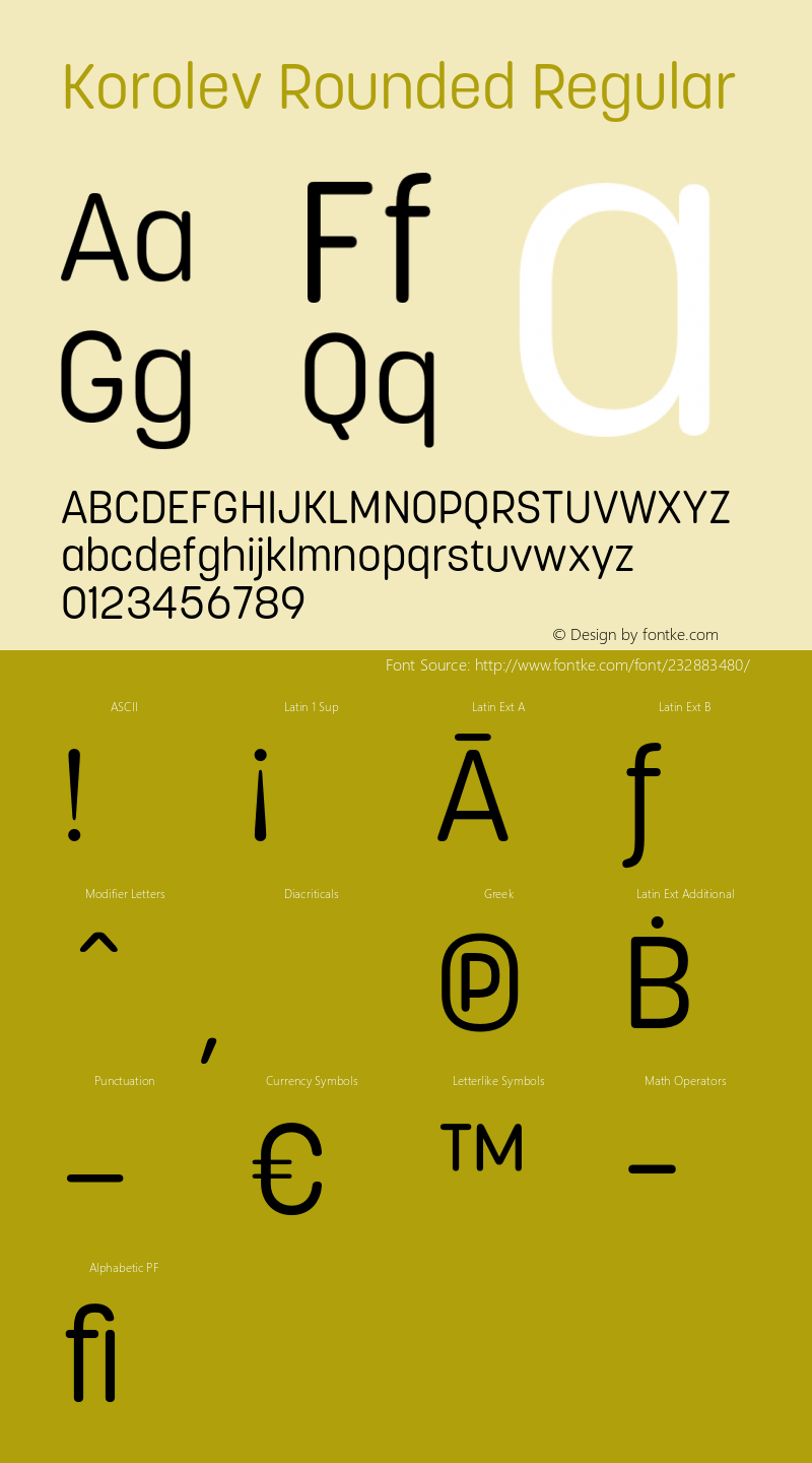 Korolev Rounded Regular Version 7.000;hotconv 1.0.109;makeotfexe 2.5.65596图片样张