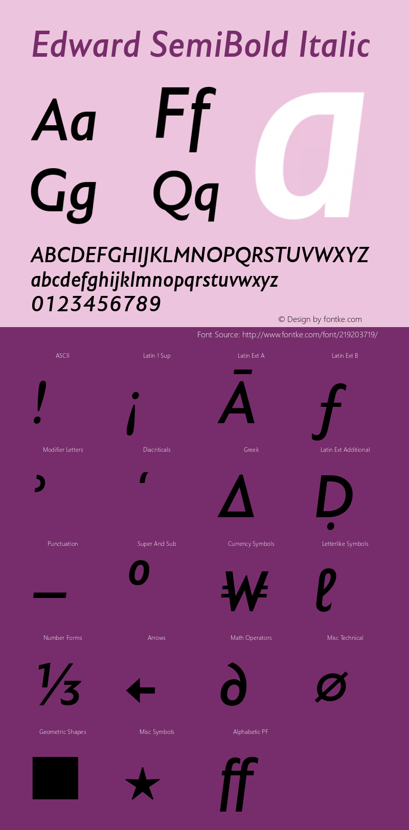 Edward SemiBold Italic Version 4.001图片样张