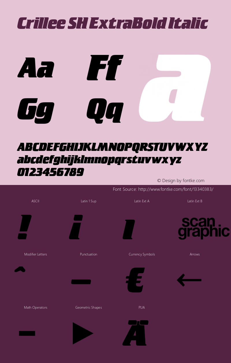 Crillee SH ExtraBold Italic Version 3.01 2014 Font Sample