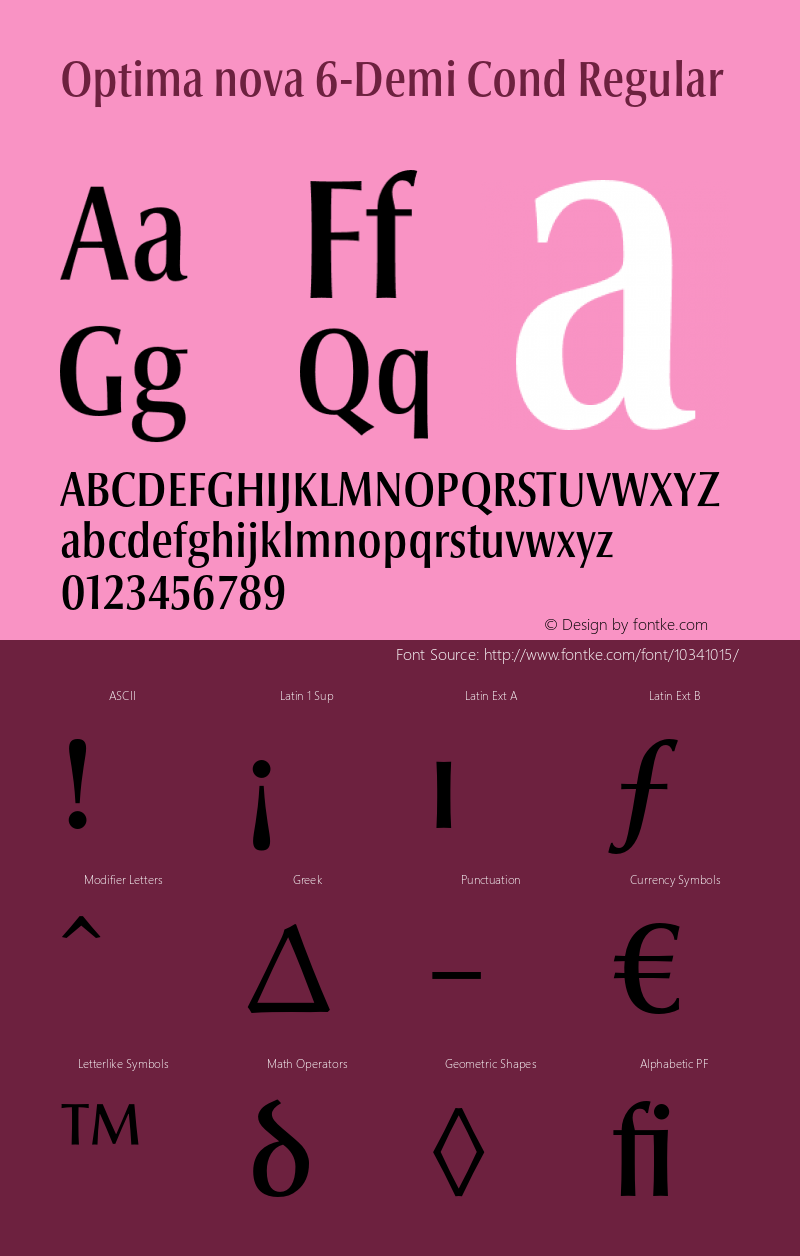 Optima nova 6-Demi Cond Regular Version 1.1 | Hermann Zapf & Akira Kobayashi, LinoType 2003 | Homemade OpenType version 2.0 Font Sample