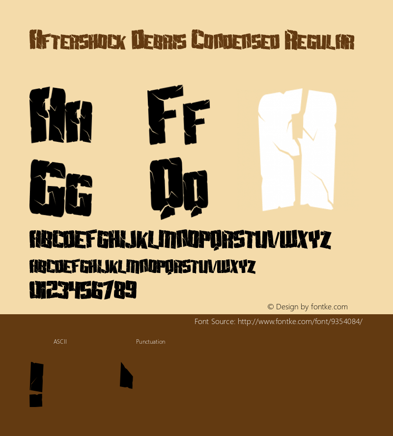 Aftershock Debris Condensed Regular Macromedia Fontographer 4.1 3/20/99 Font Sample