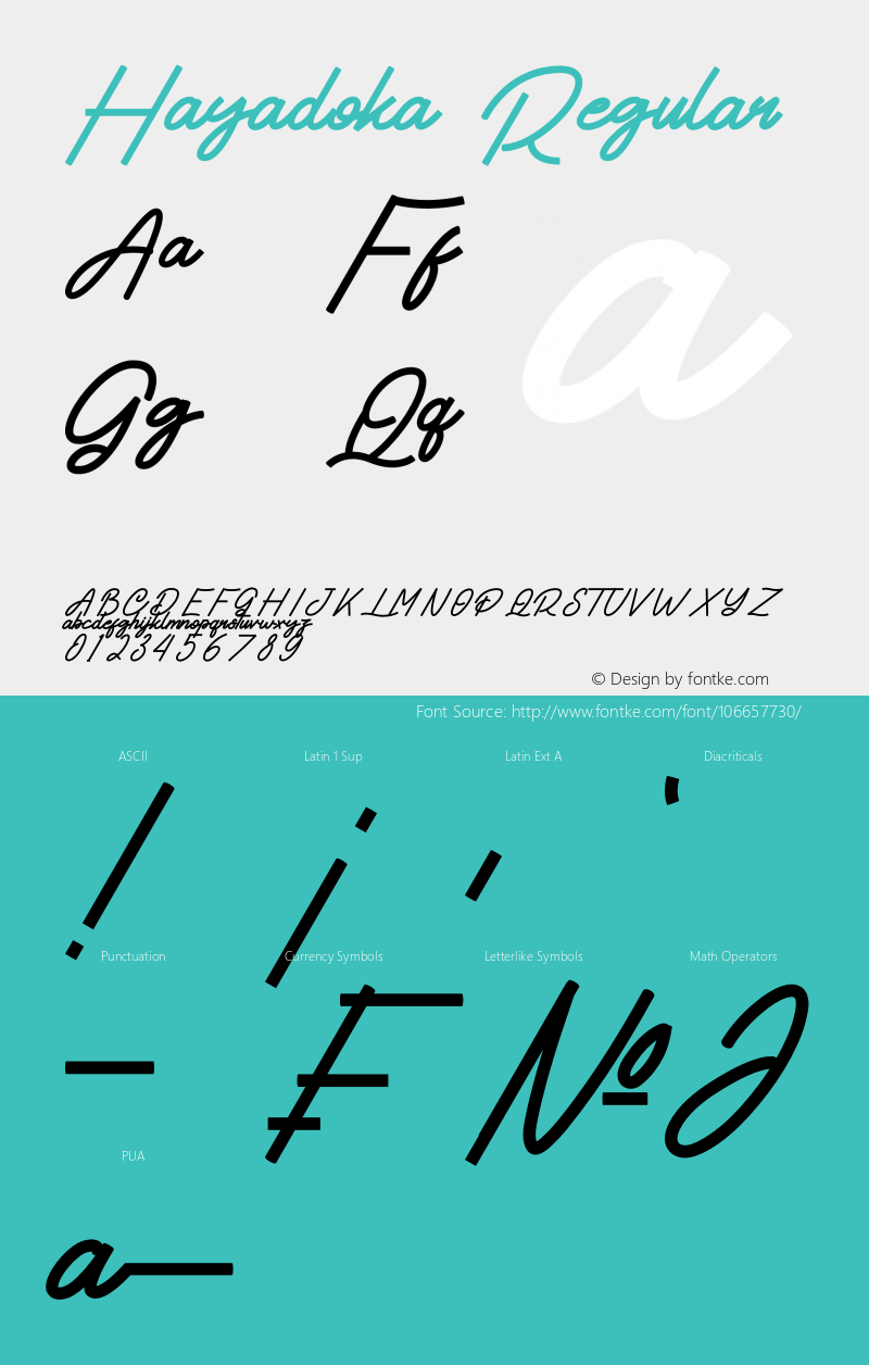 Hayadoka Version 1.00;February 9, 2021;FontCreator 12.0.0.2525 64-bit Font Sample