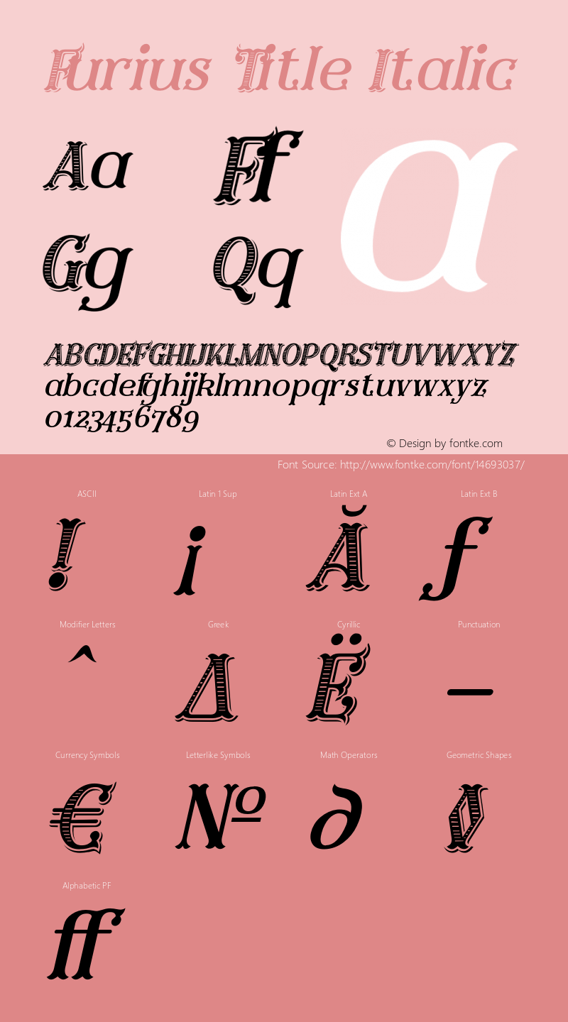 Furius Title Italic Version 1.000 | wf jerry Font Sample
