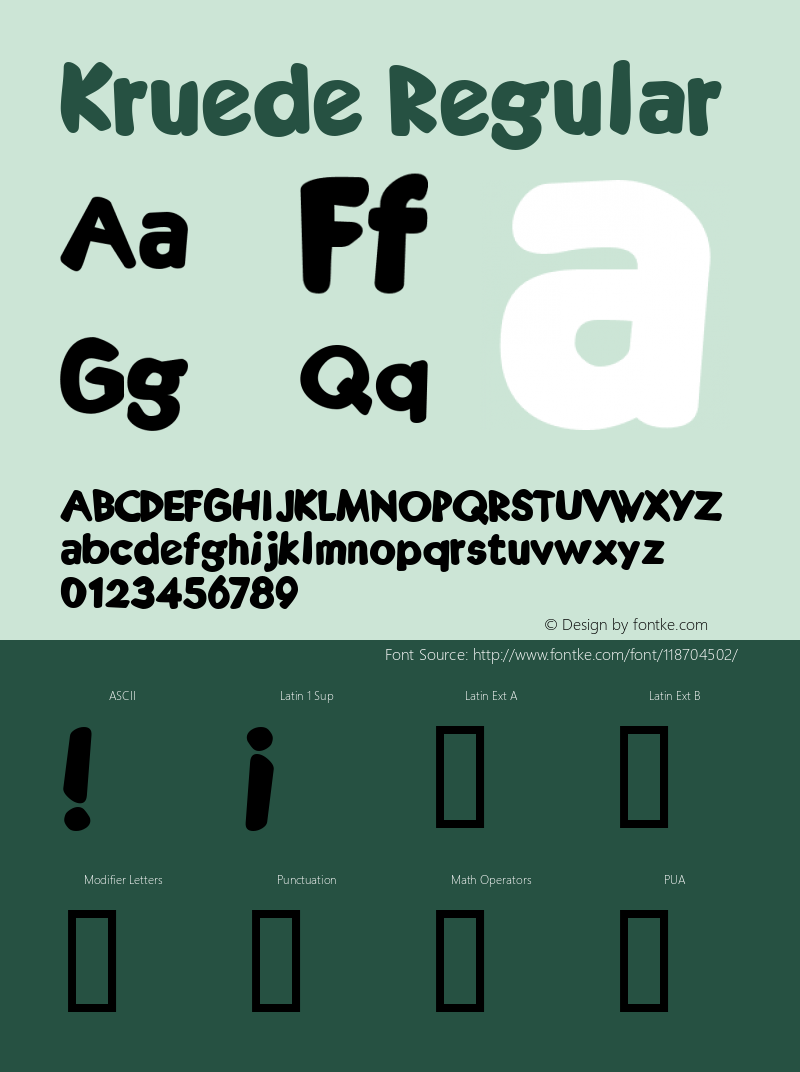 Kruede W90 Bold Version 4.10 Font Sample