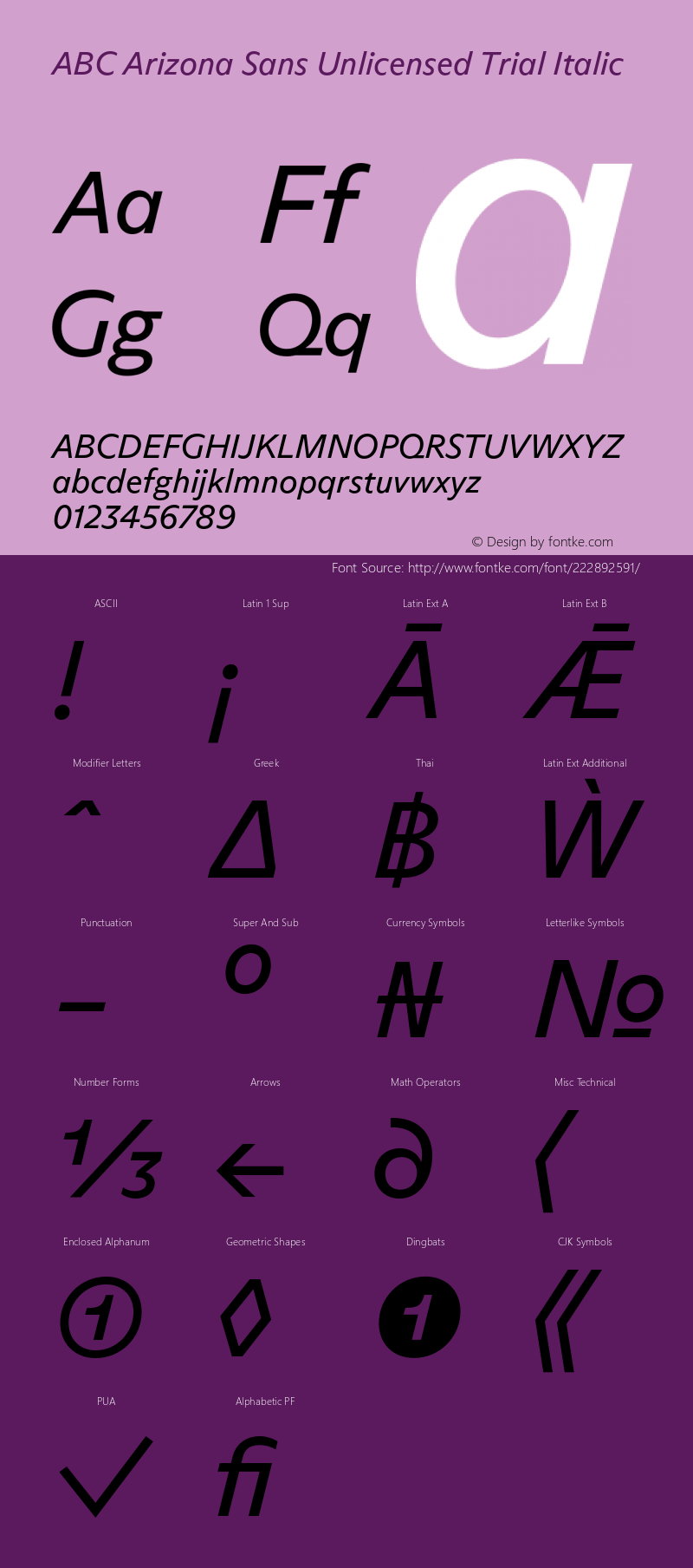 ABC Arizona Sans Unlicensed Trial Regular Italic Version 1.000;Unlicensed Trial图片样张