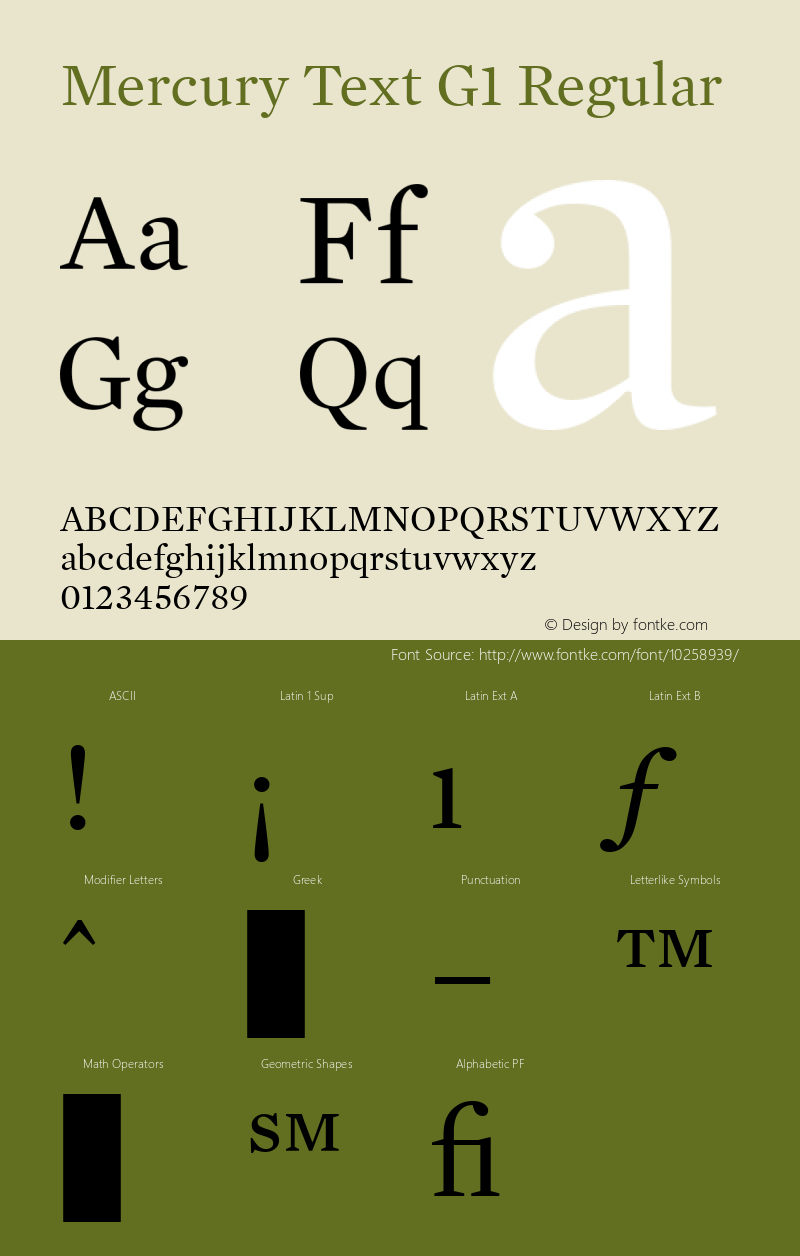 Mercury Text G1 Regular 001.000 Font Sample