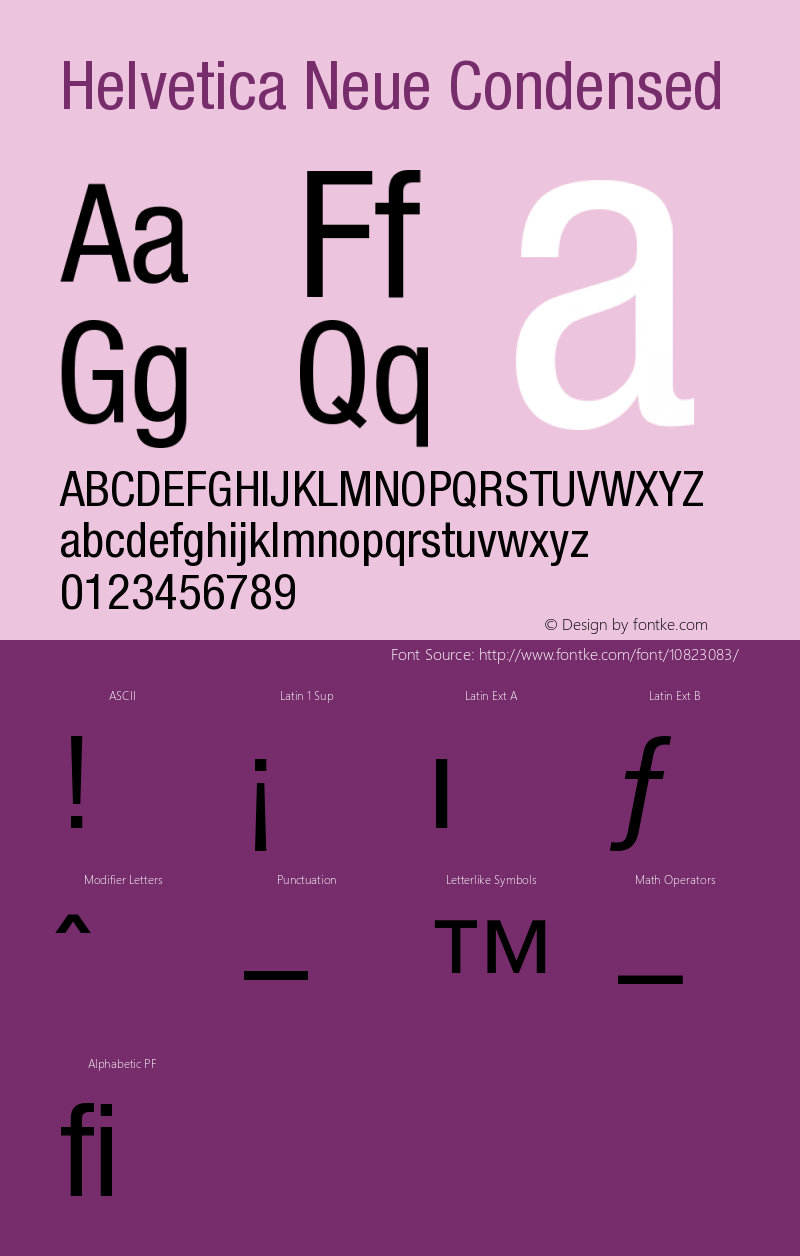 Helvetica Neue Condensed Version 001.000 Font Sample
