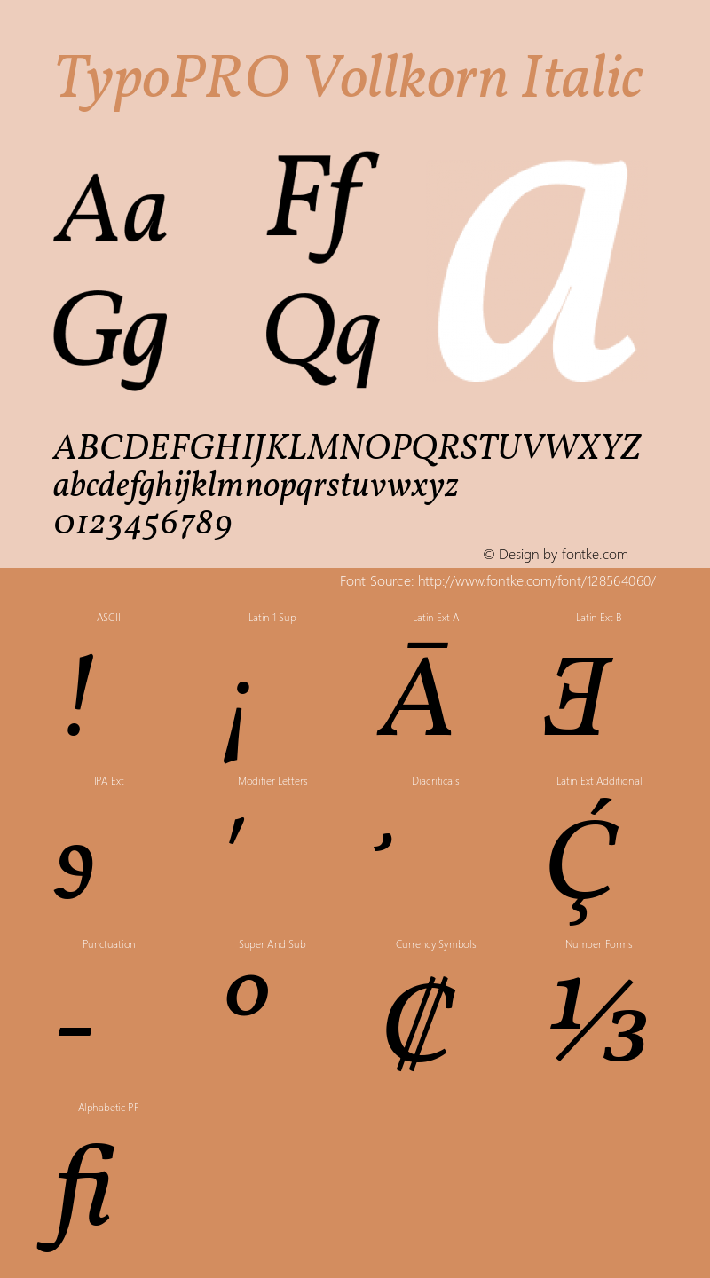 TypoPRO Vollkorn Italic Version 5.000; ttfautohint (v1.8.3) Font Sample