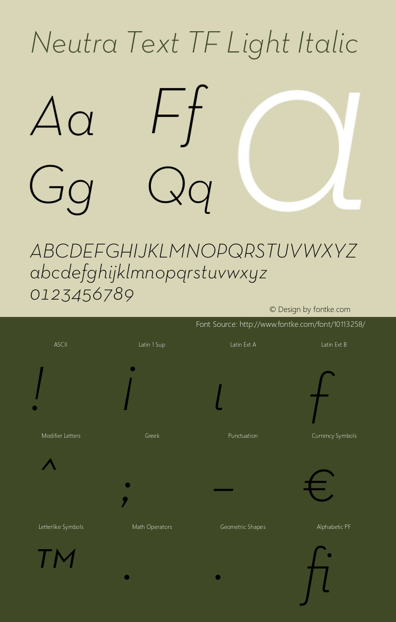 Neutra Text TF Light Italic OTF 1.000;PS 001.000;Core 1.0.29 Font Sample