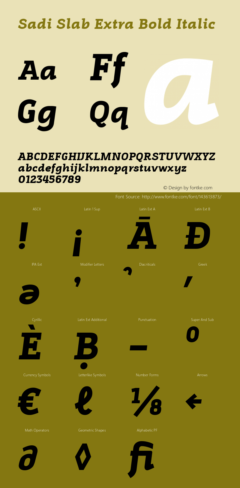 Sadi Slab Extra Bold Italic 1.000 Font Sample