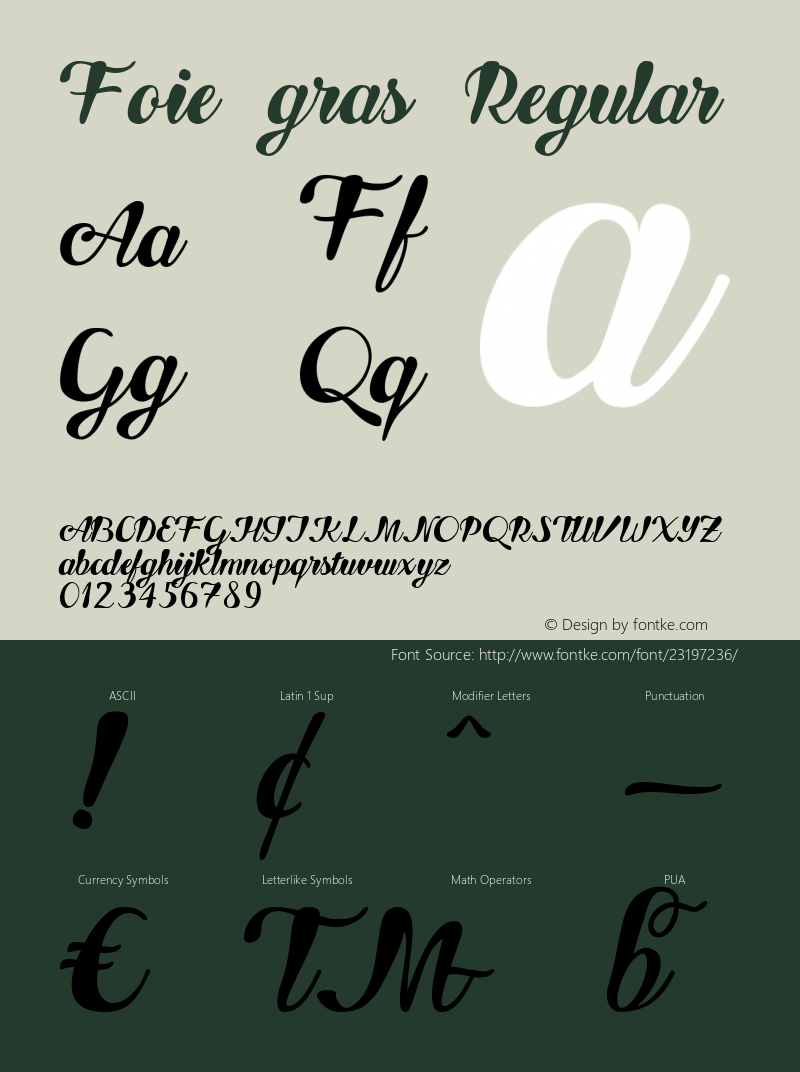 Foiegras-Regular Version 1.000 Font Sample