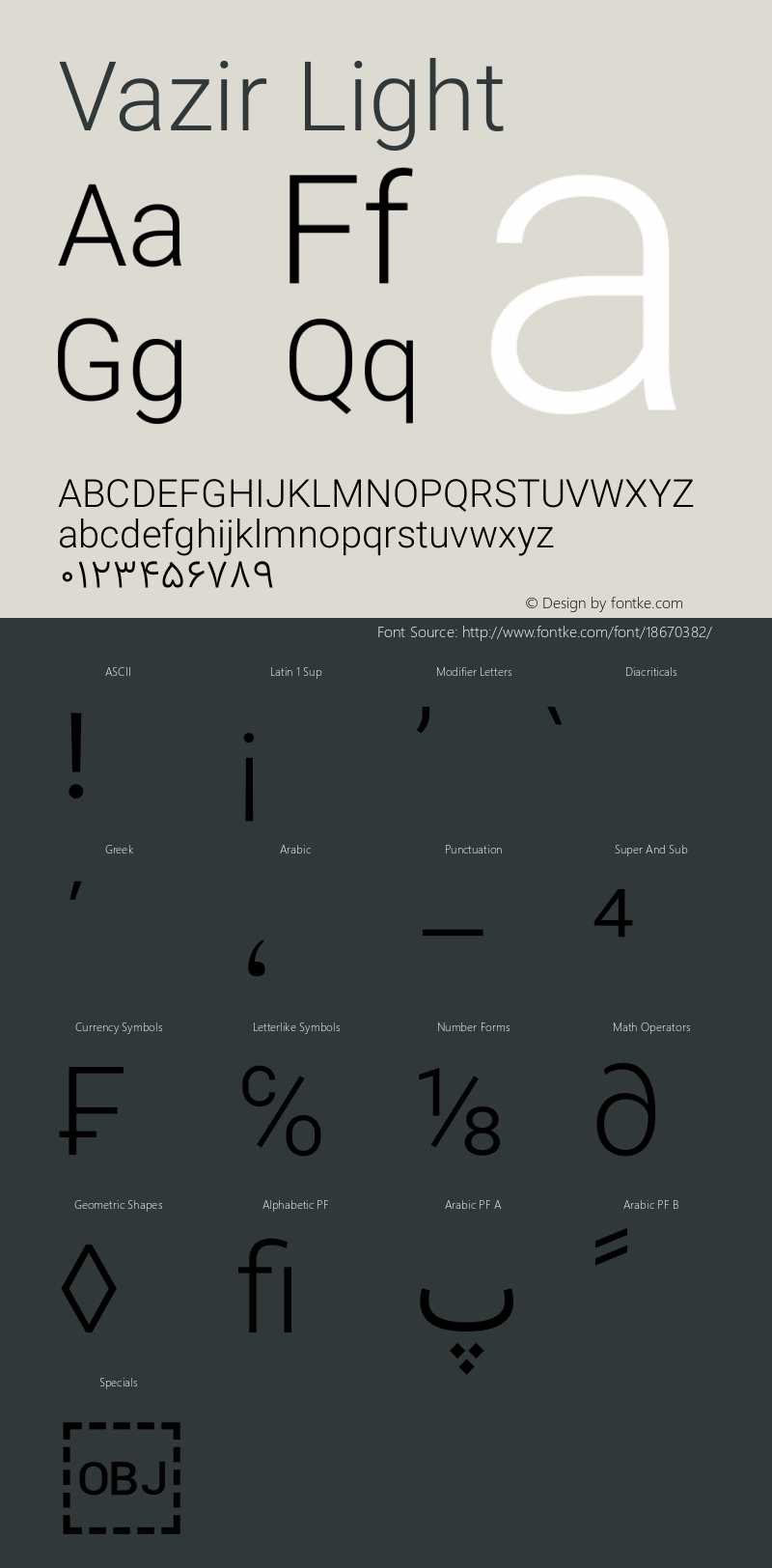 Vazir Light Version 6.3.3 Font Sample