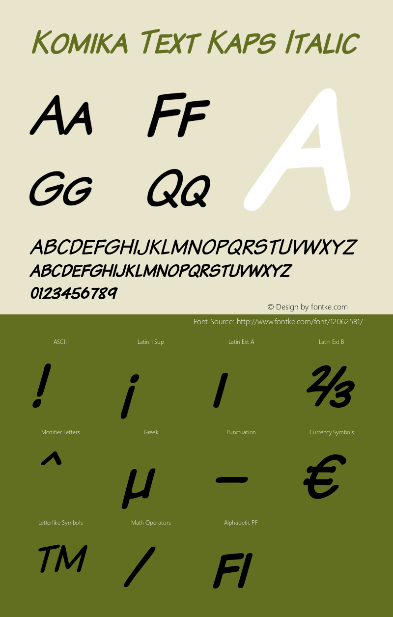 Komika Text Kaps Italic 2.0 Font Sample