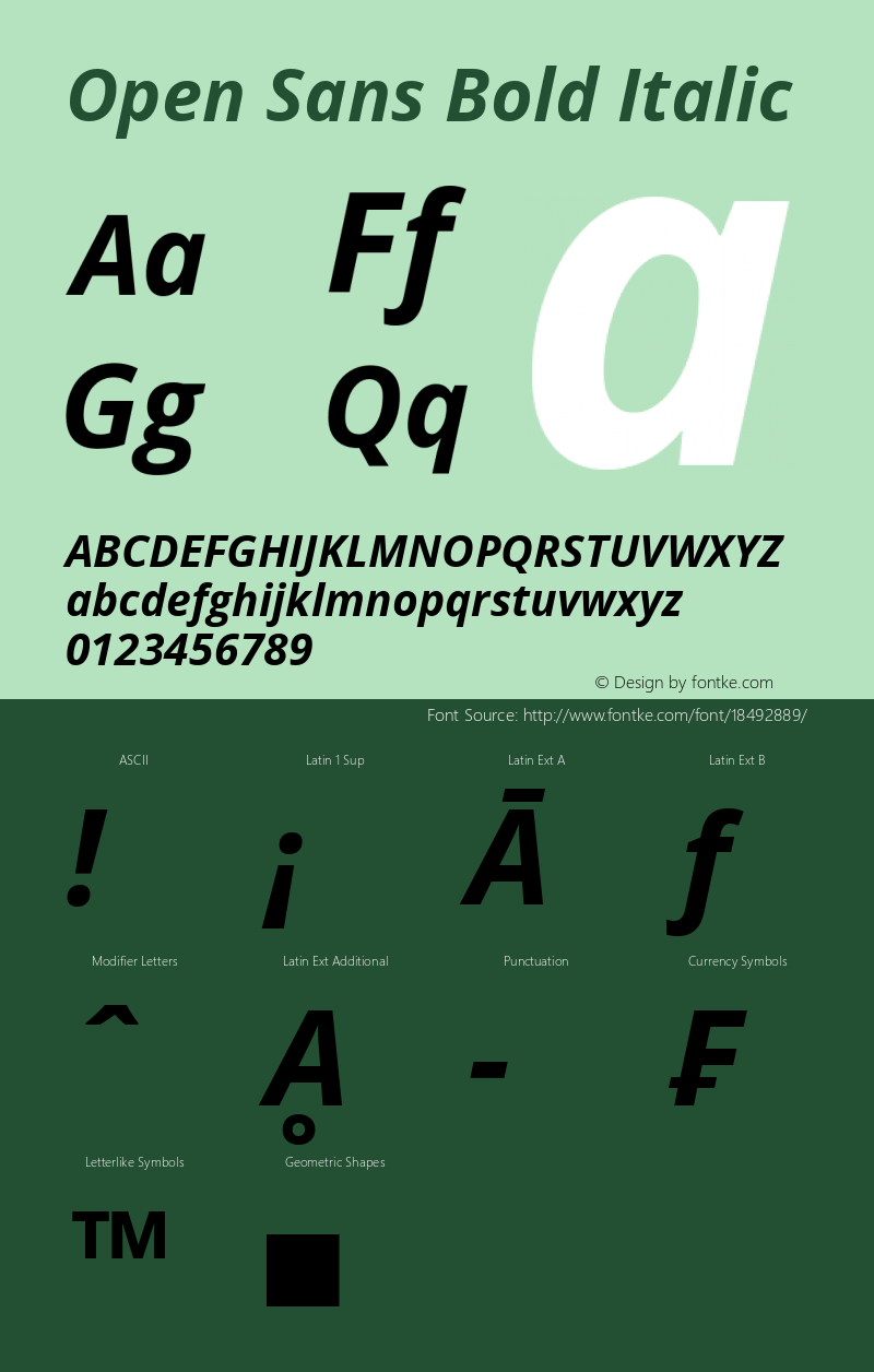 Open Sans Bold Italic Version 1.10 Font Sample