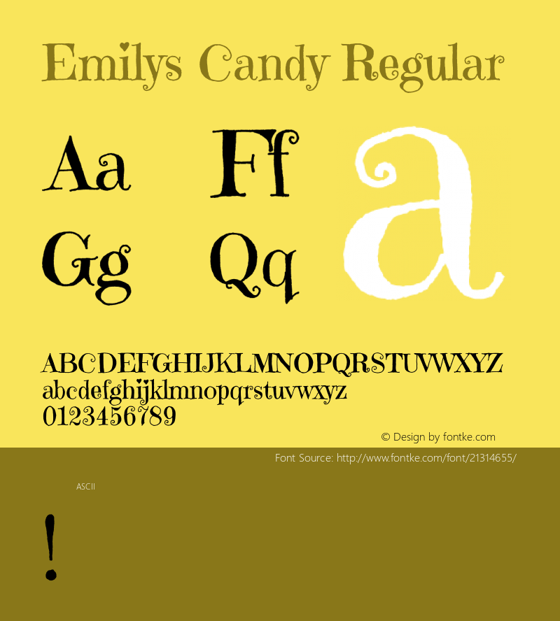 Emilys Candy Regular  Font Sample