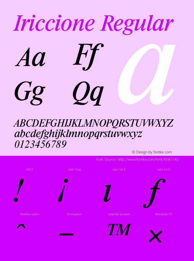 Iriccione Regular 001.000 Font Sample